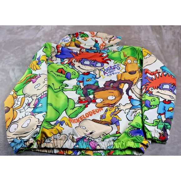 Rugrats Jacket Mens Small Members Only Nickelodeon Hooded Graphic Windbreaker - Picture 2 of 6
